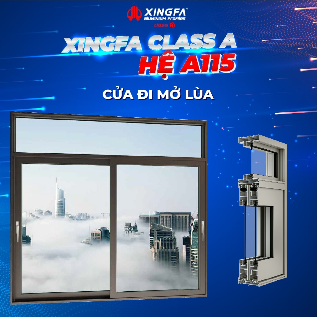 Cửa Đi Mở Trượt Nhôm Xingfa Class A Hệ A115